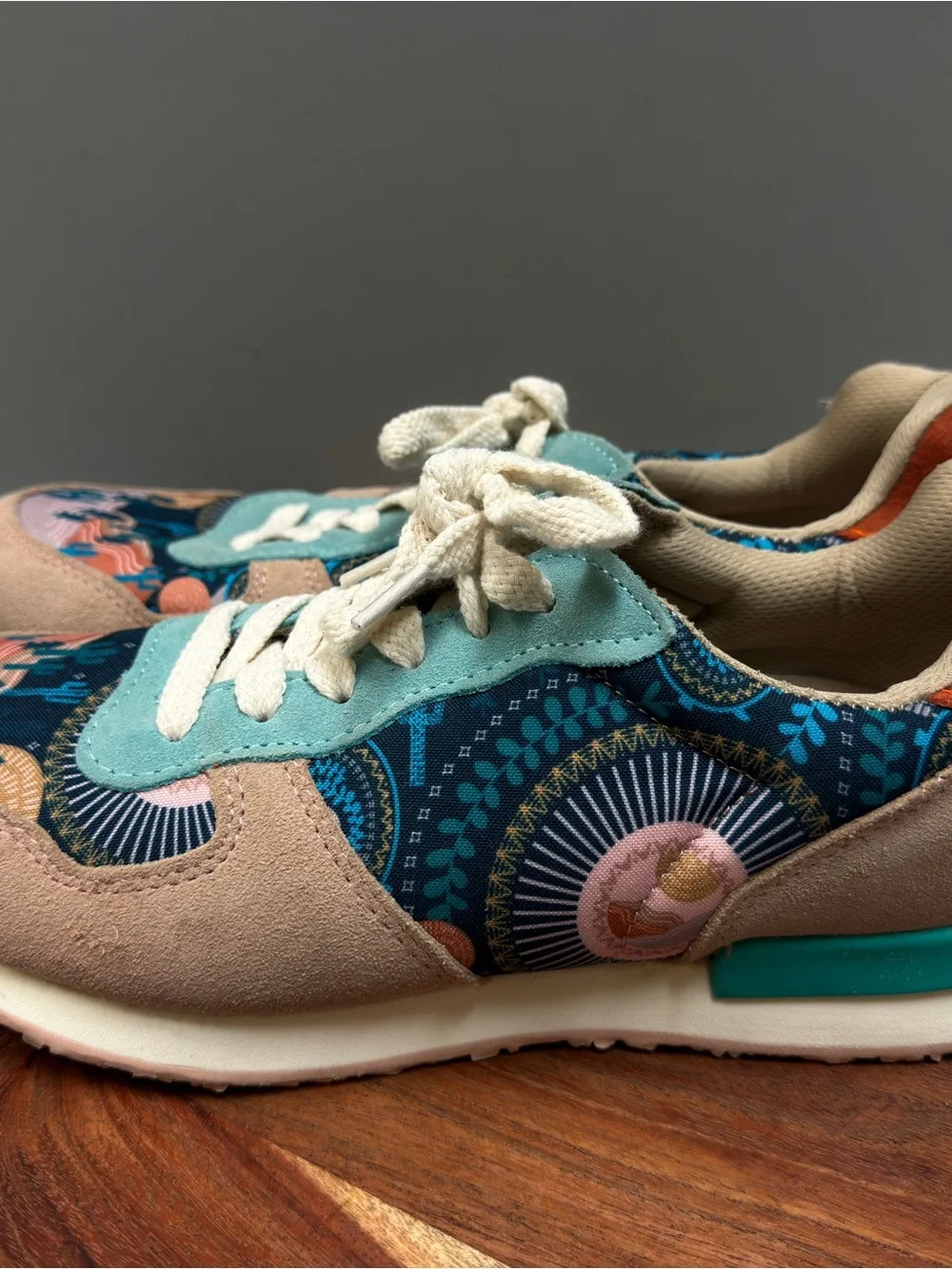 Inkkas Desert Landscape Sneakers | Southwestern Cactus Print Lace-Up Shoes sz 10 - Picture 4 of 13